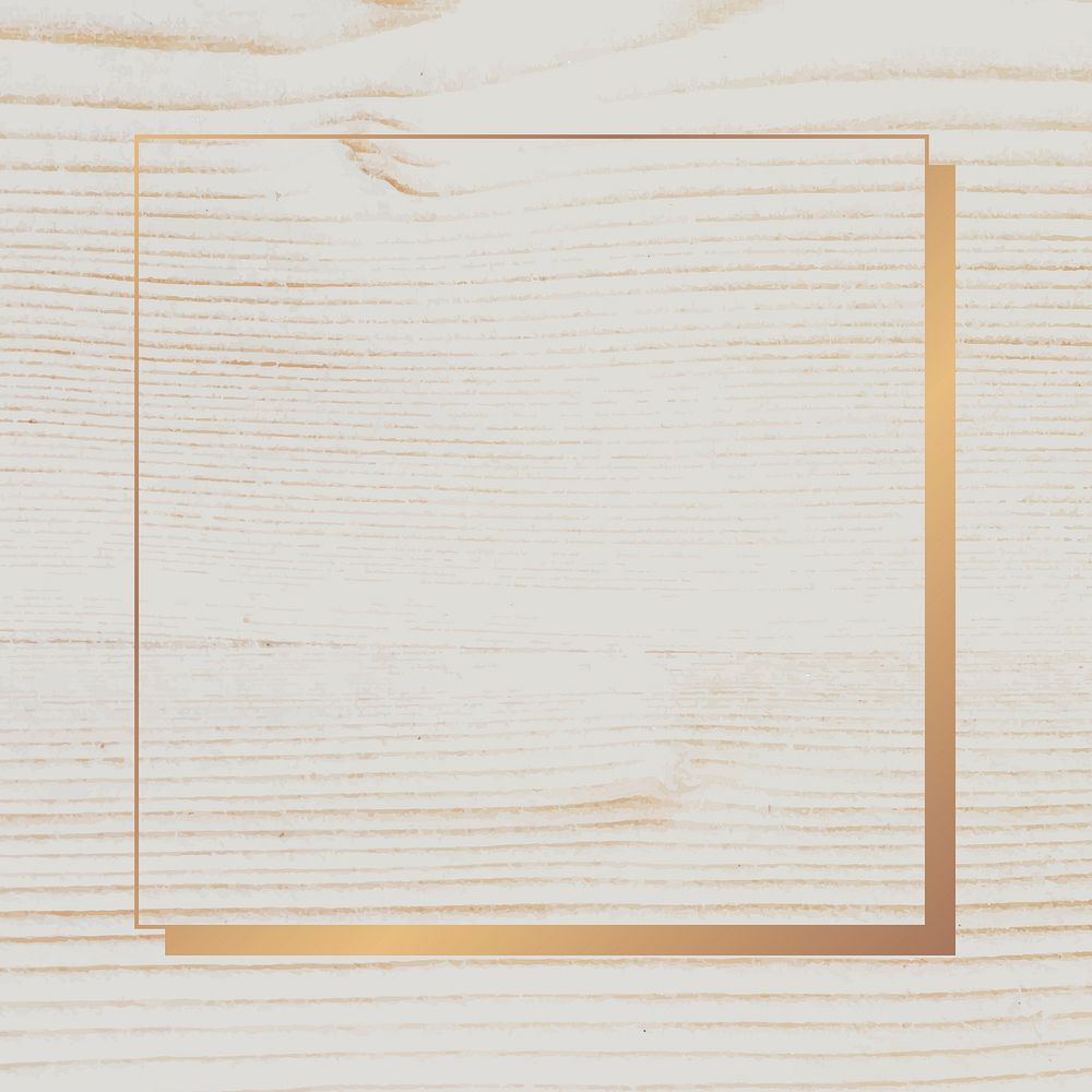 Gold frame on beige wooden background vector