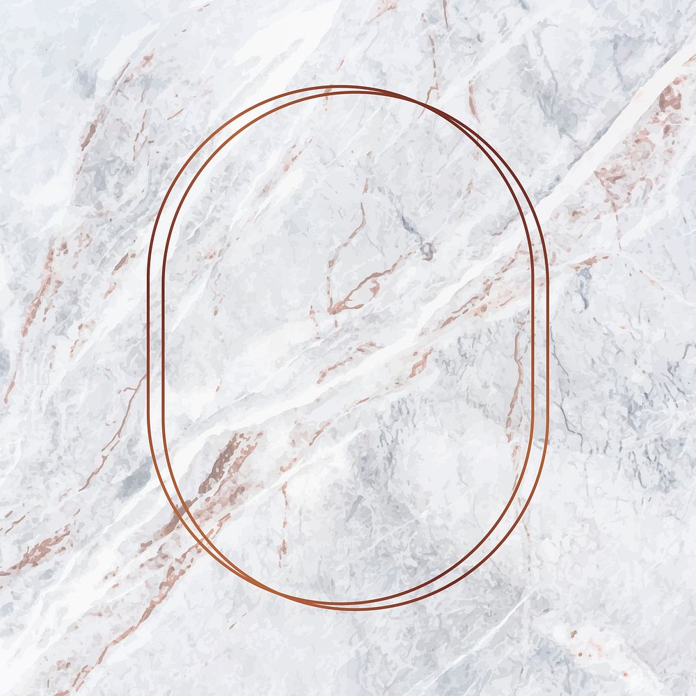 Oval copper frame on gray marble background vector