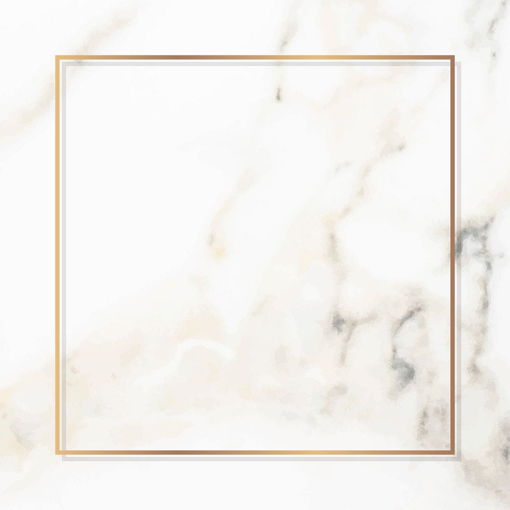 Square gold frame on a white marble vector