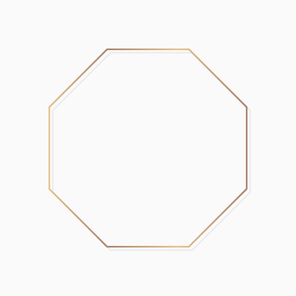 Gold octagon frame on a blank background