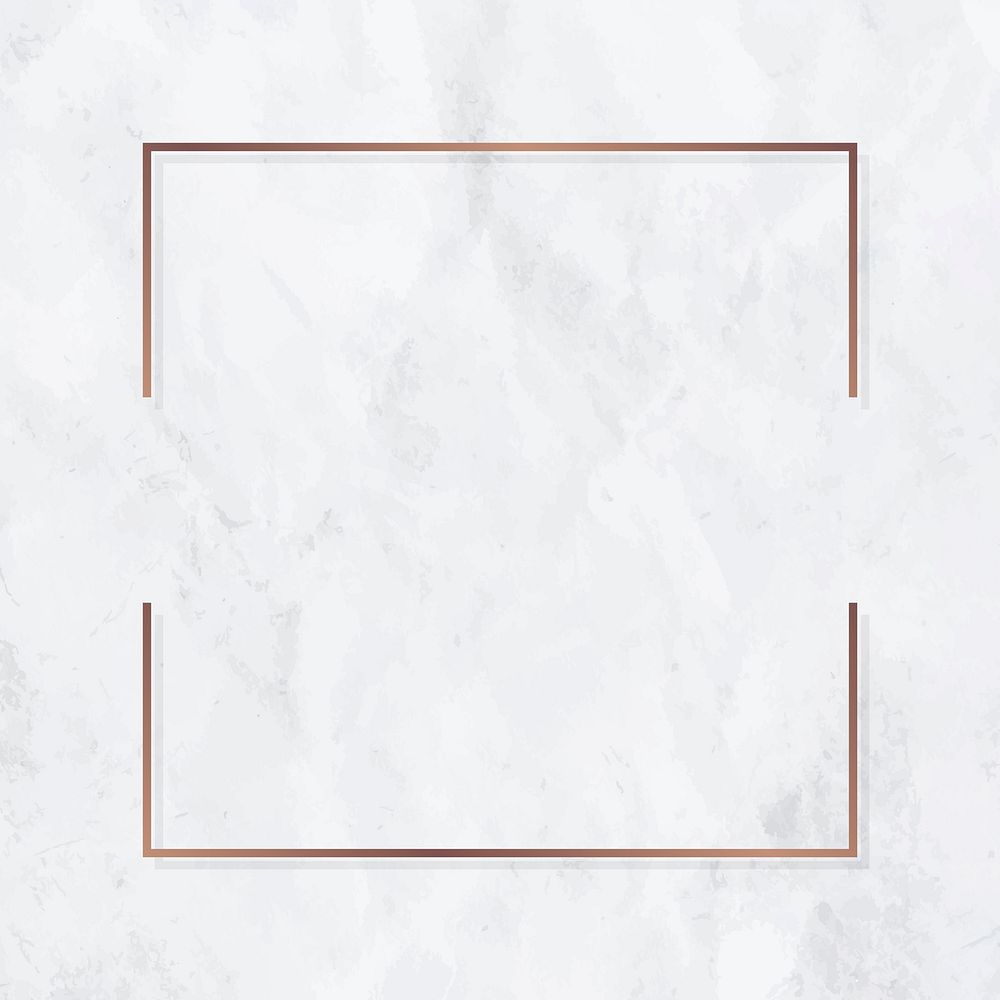 Square copper frame on white marble background vector