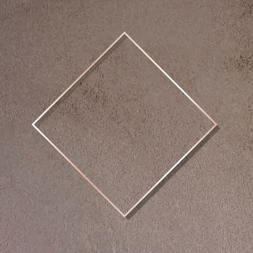 Rhombus gold frame on brown background vector