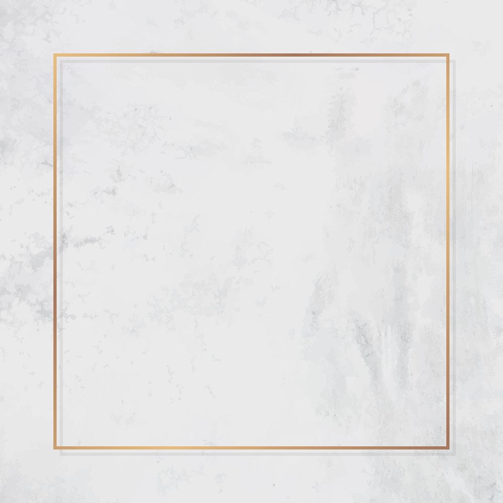 Square gold frame on white marble background vector