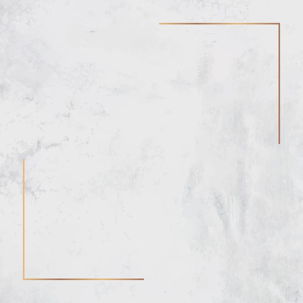 Square gold frame on white marble background vector