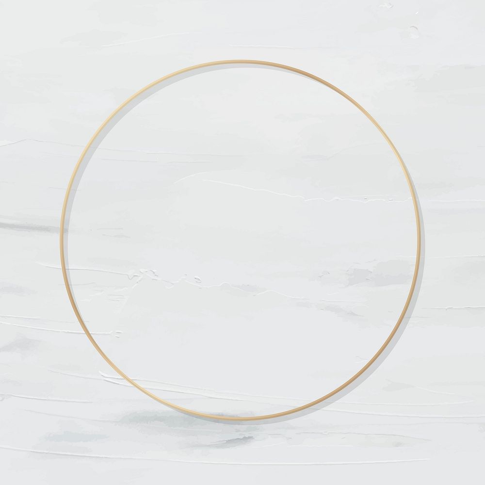 Round gold frame on white painted background vector
