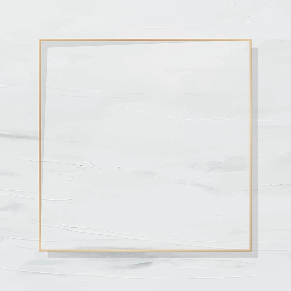 Square gold frame on white painted background vector