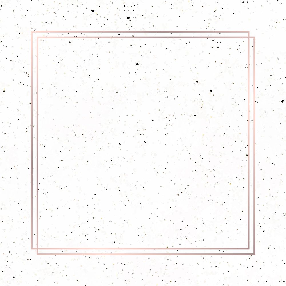 Square rose gold frame on white marble background vector