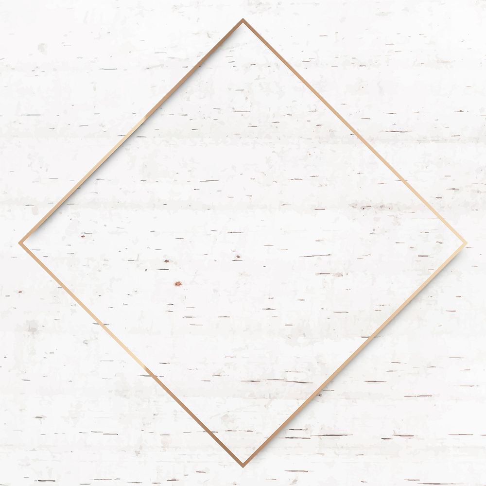 Rhombus gold frame on beige marble background vector