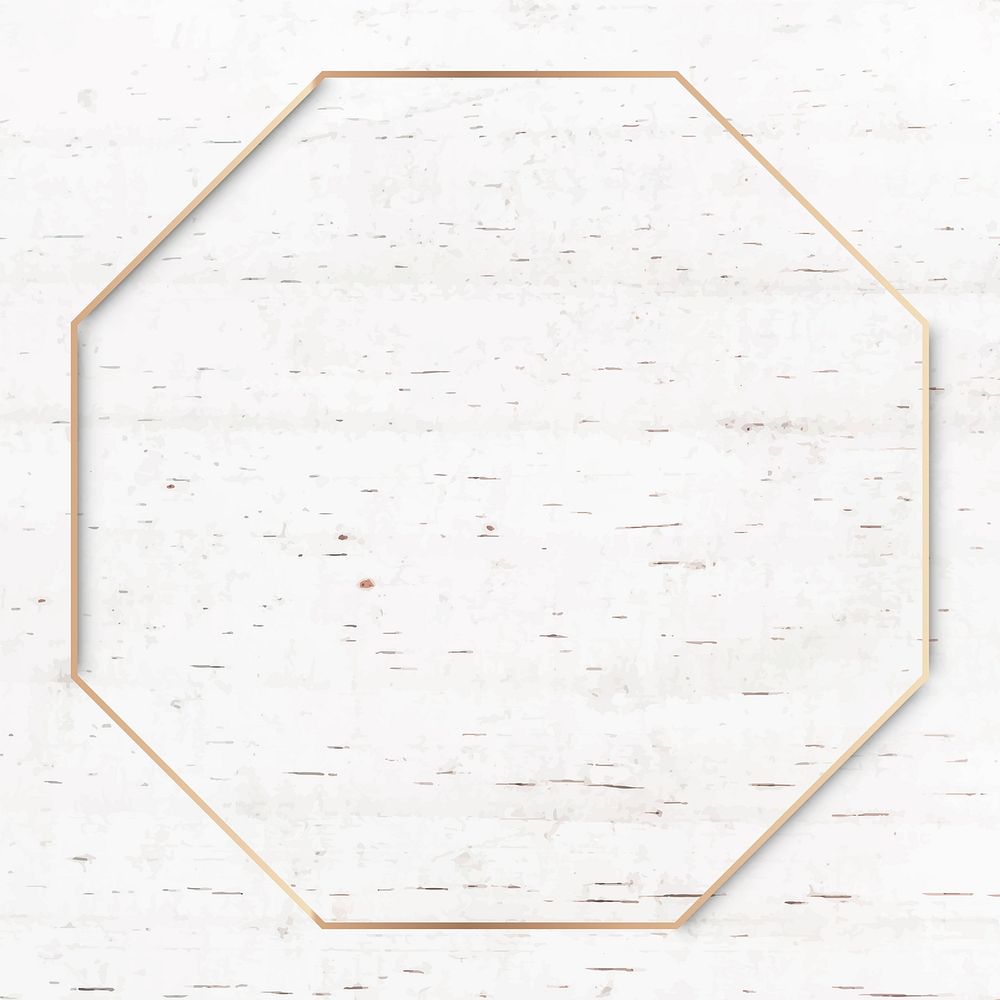 Octagon gold frame on beige marble background vector
