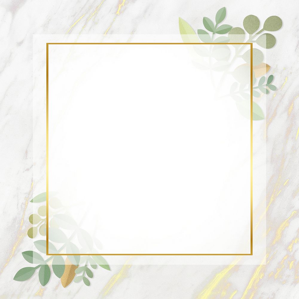 Blank square leafy golden frame