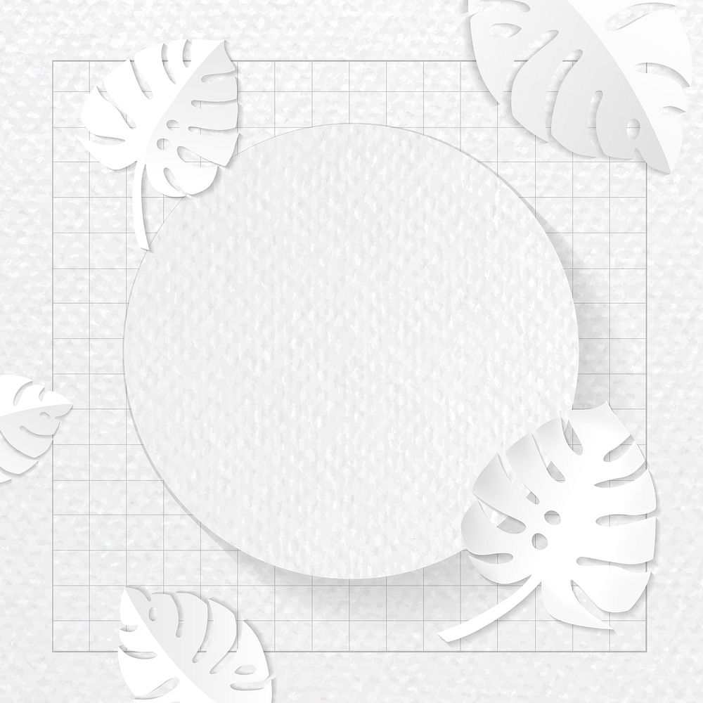 Round frame on gray monstera patterned background vector