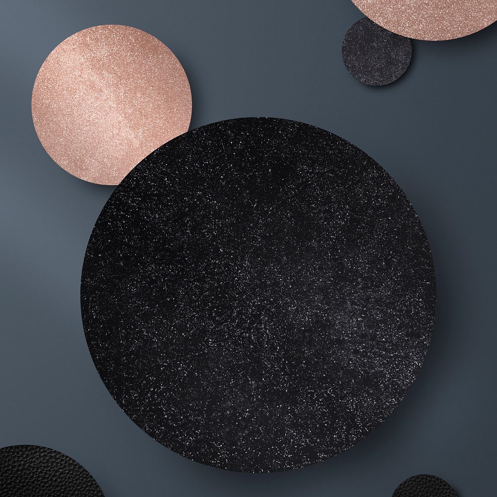 Shimmery pink gold and black round pattern background illustration