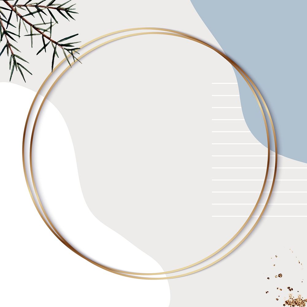 Round gold frame on beige minimal patterned background vector