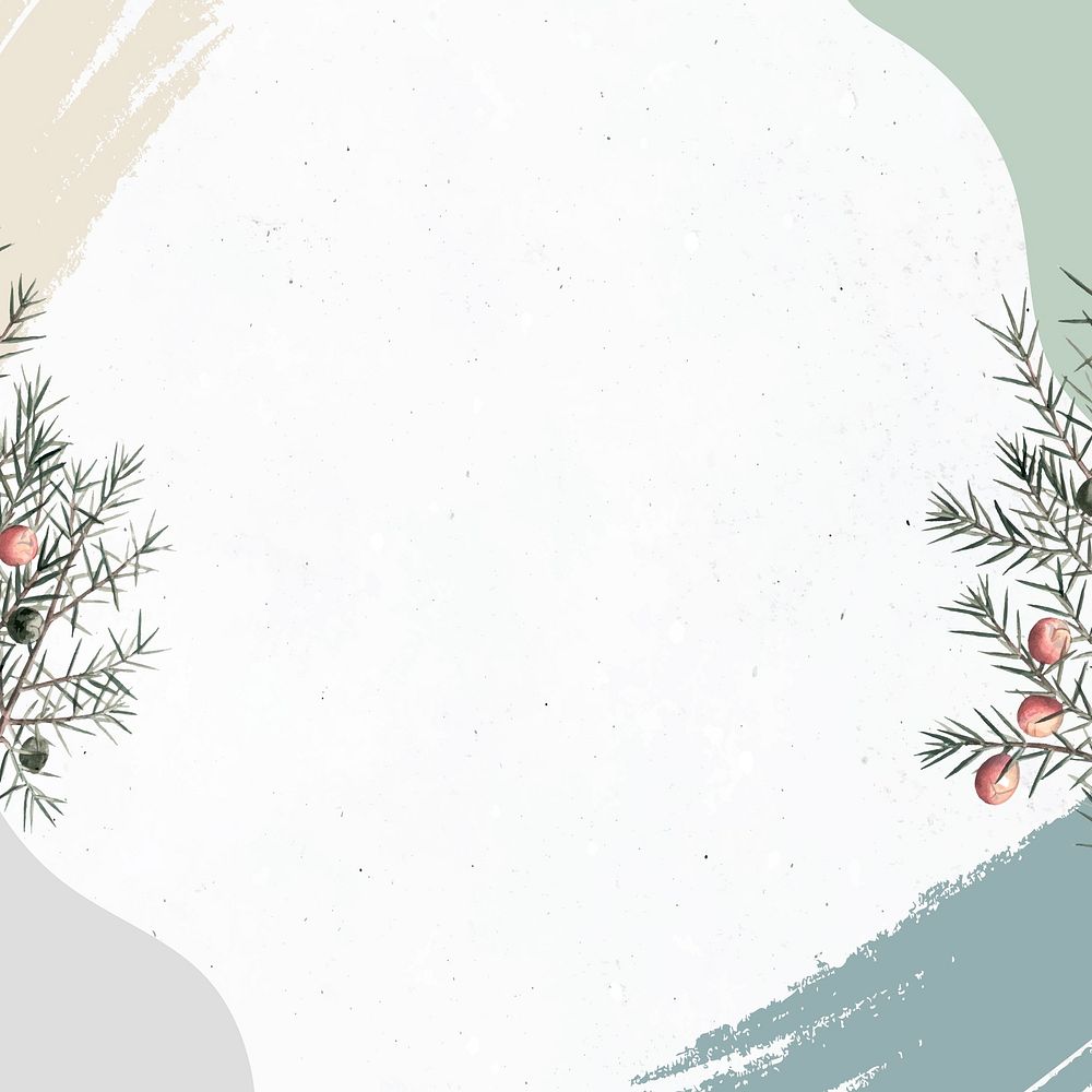 Prickly juniper branch on minimal patterned background template vector