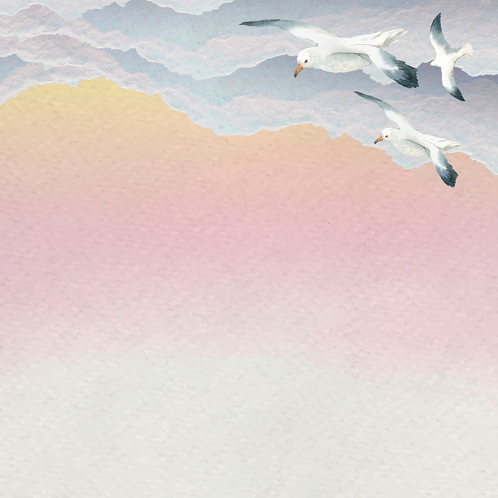 Watercolor seagulls flying in the sky banner vector