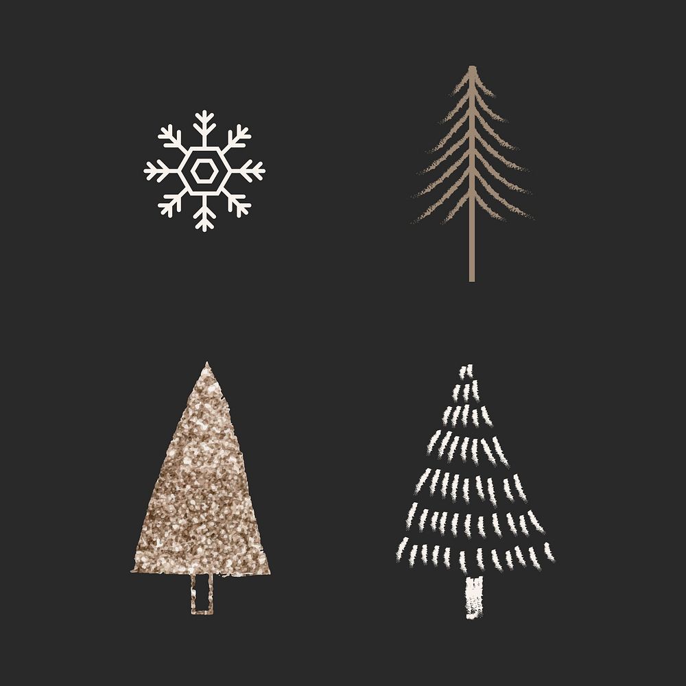 Christmas tree elements black background vector