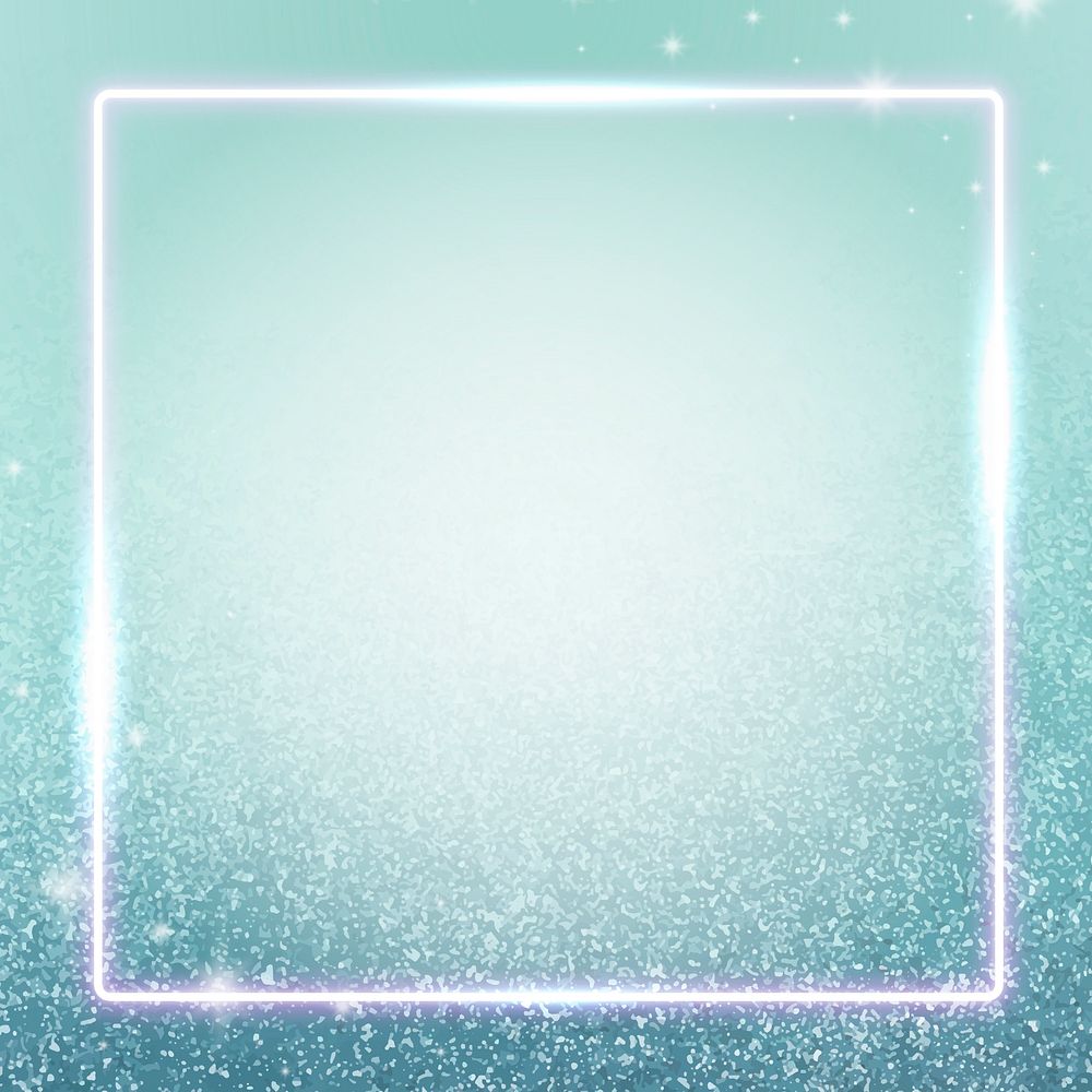 Square blue neon frame design background vector