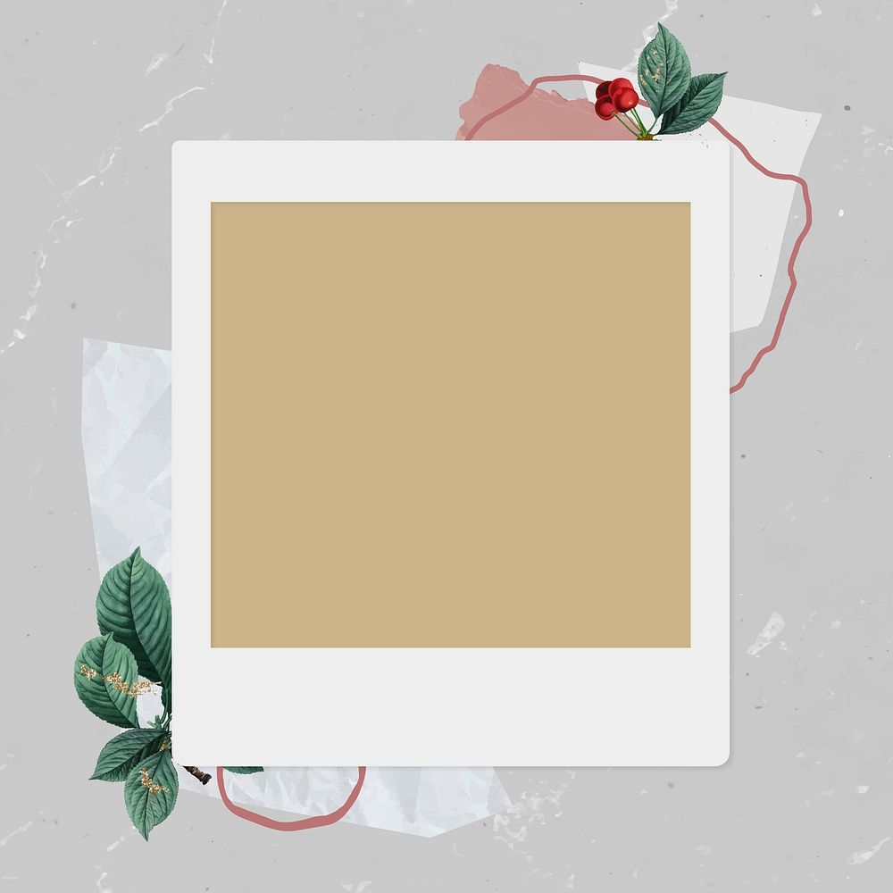 Christmas decorated blank instant photo frame vector