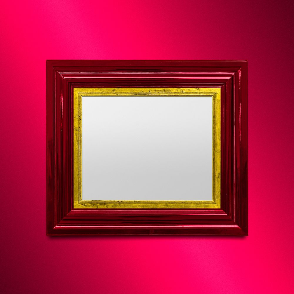 Red photo frame mockup