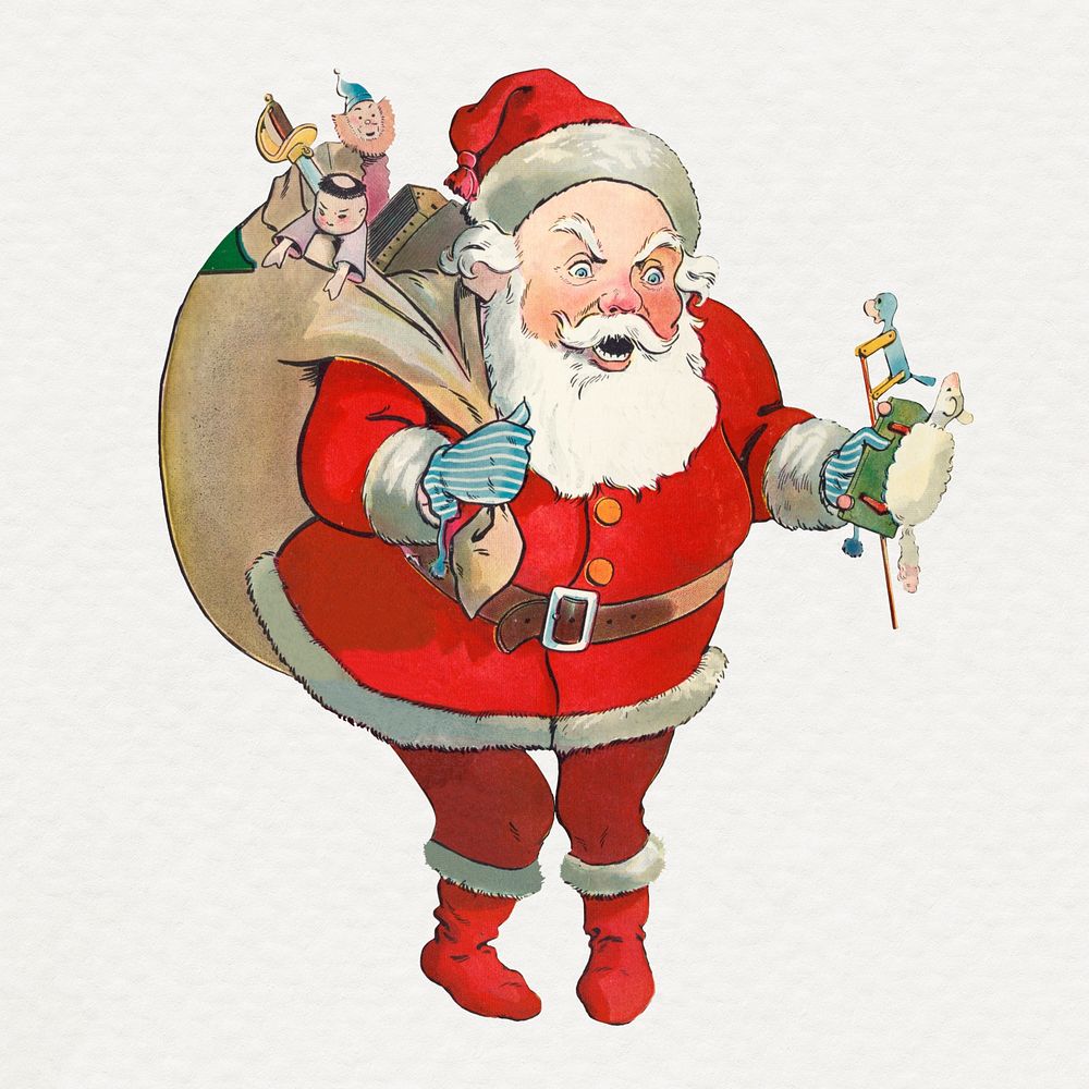 Evilly Santa Claus giving away the presents sticker illustration