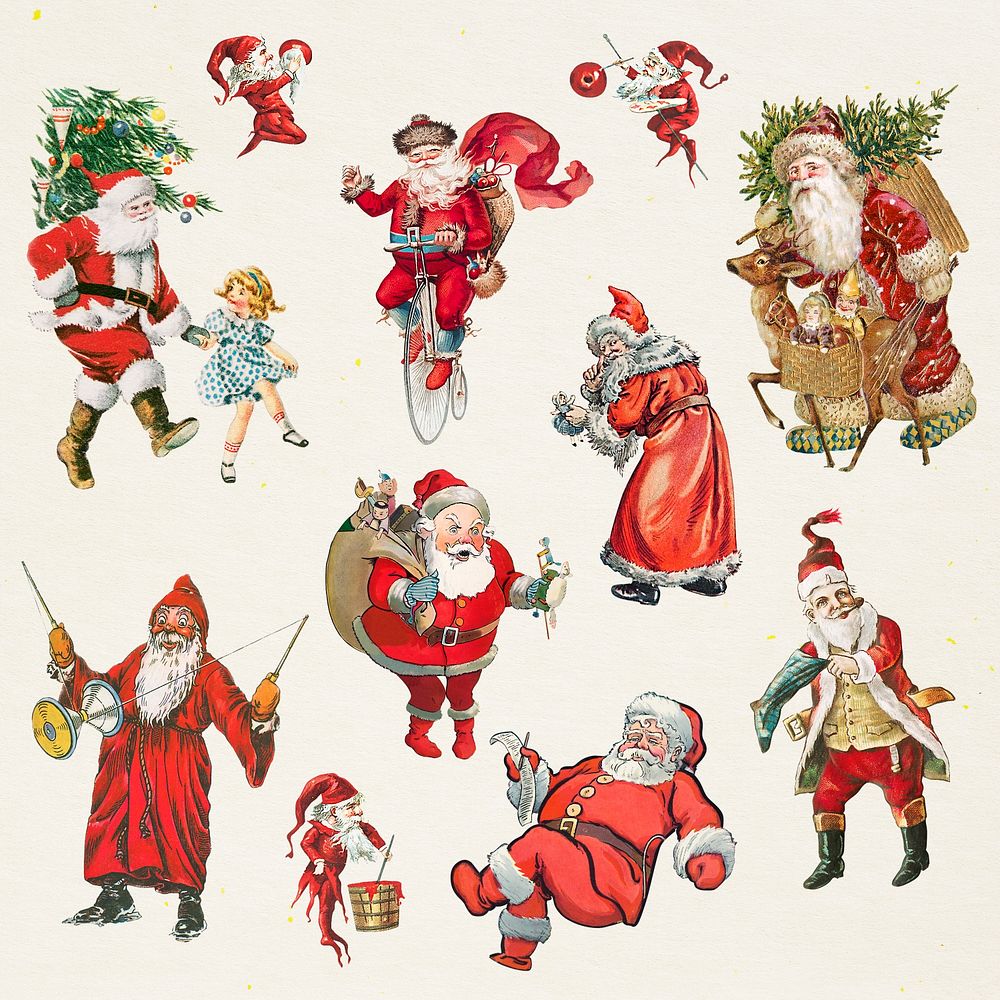 Santa Claus sticker set illustration