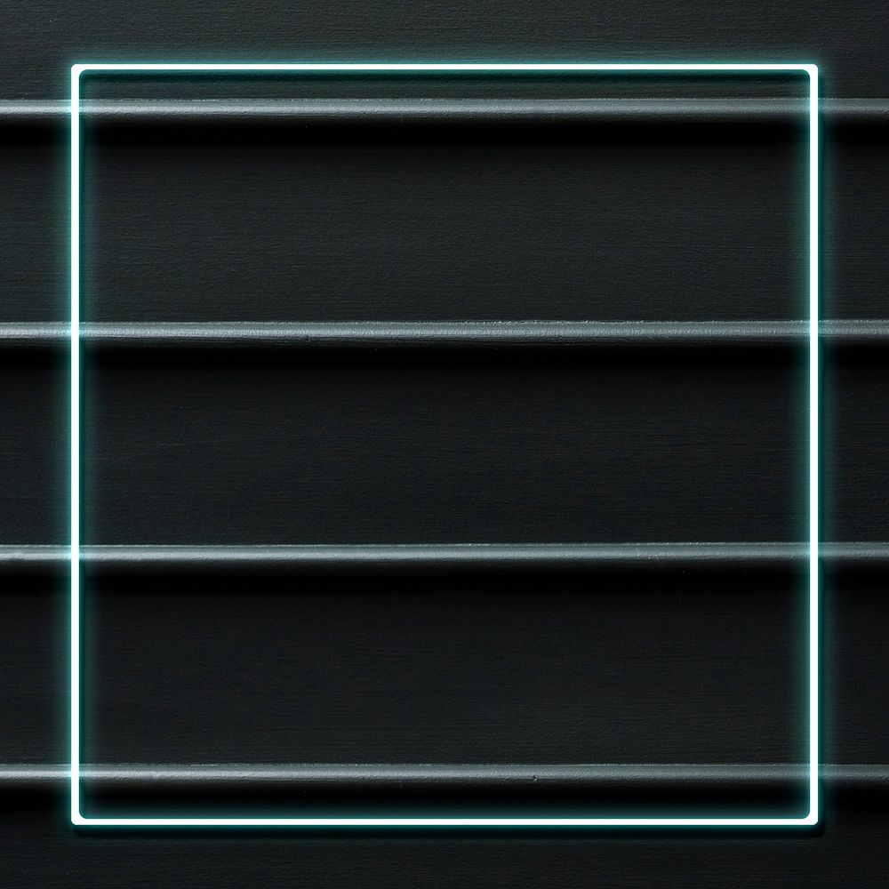 Blue neon frame on dark lined background illustration