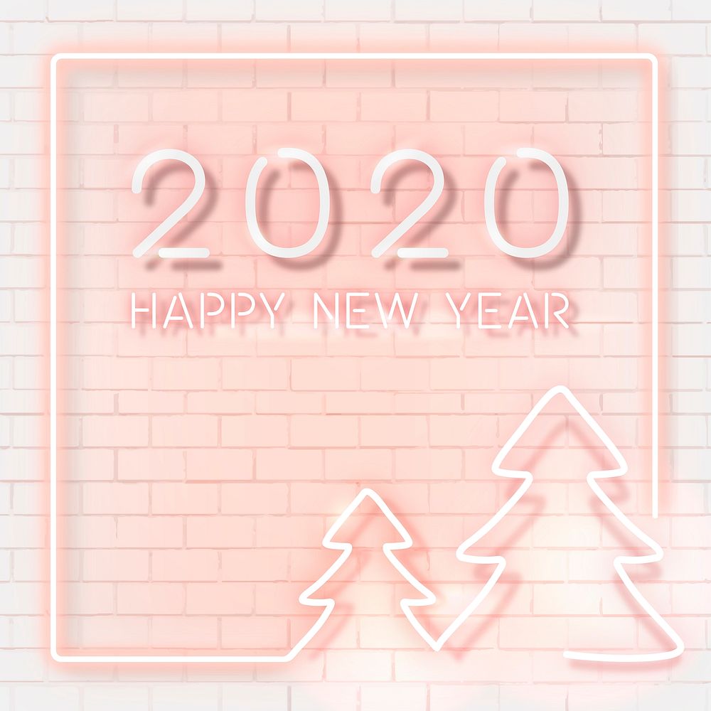 neon New Year social template vector