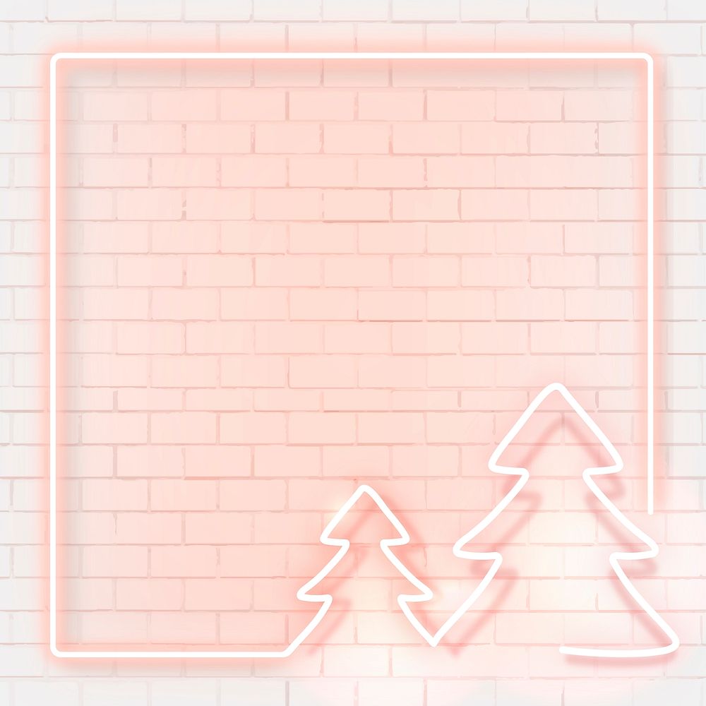 Pink neon Christmas frame illustration