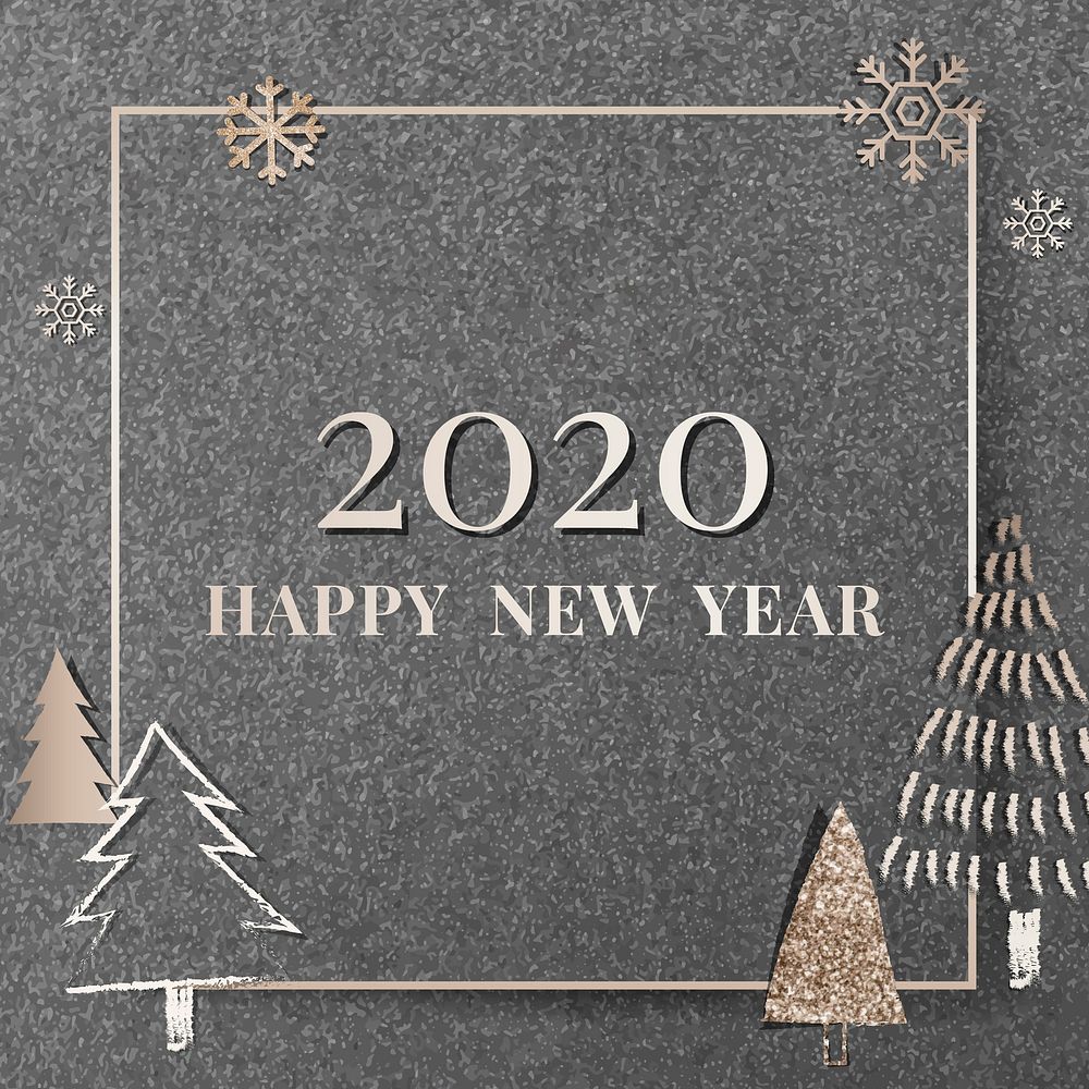 New Year gold frame social template vector