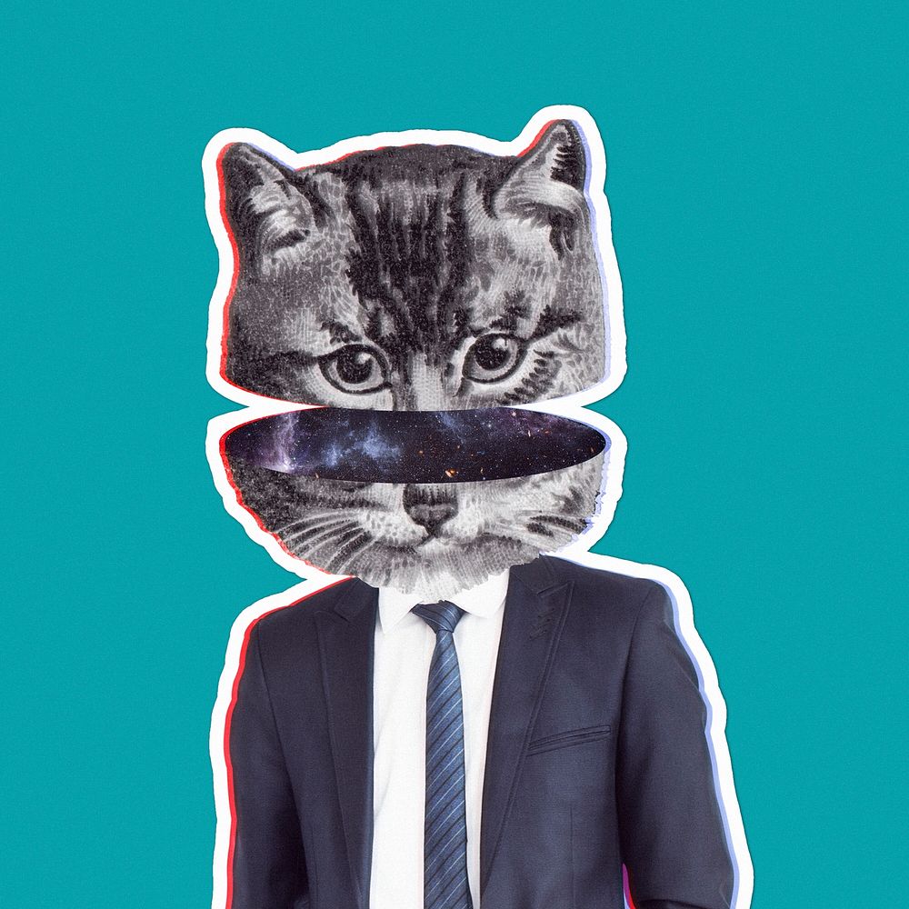 Cat wearing a suit sticker illustration