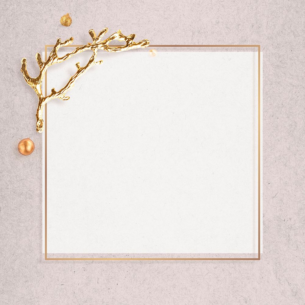 Gold festive frame on pink marble social template mockup 