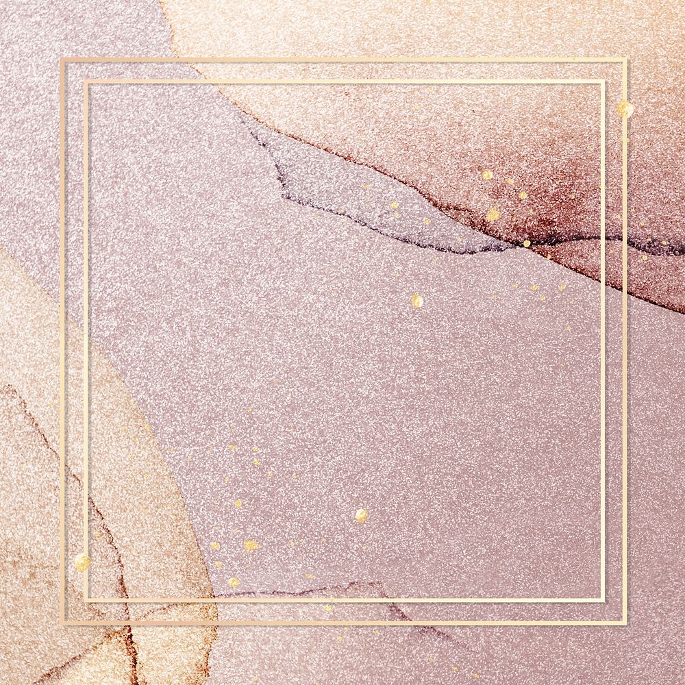 Gold frame on pink glitter background illustration