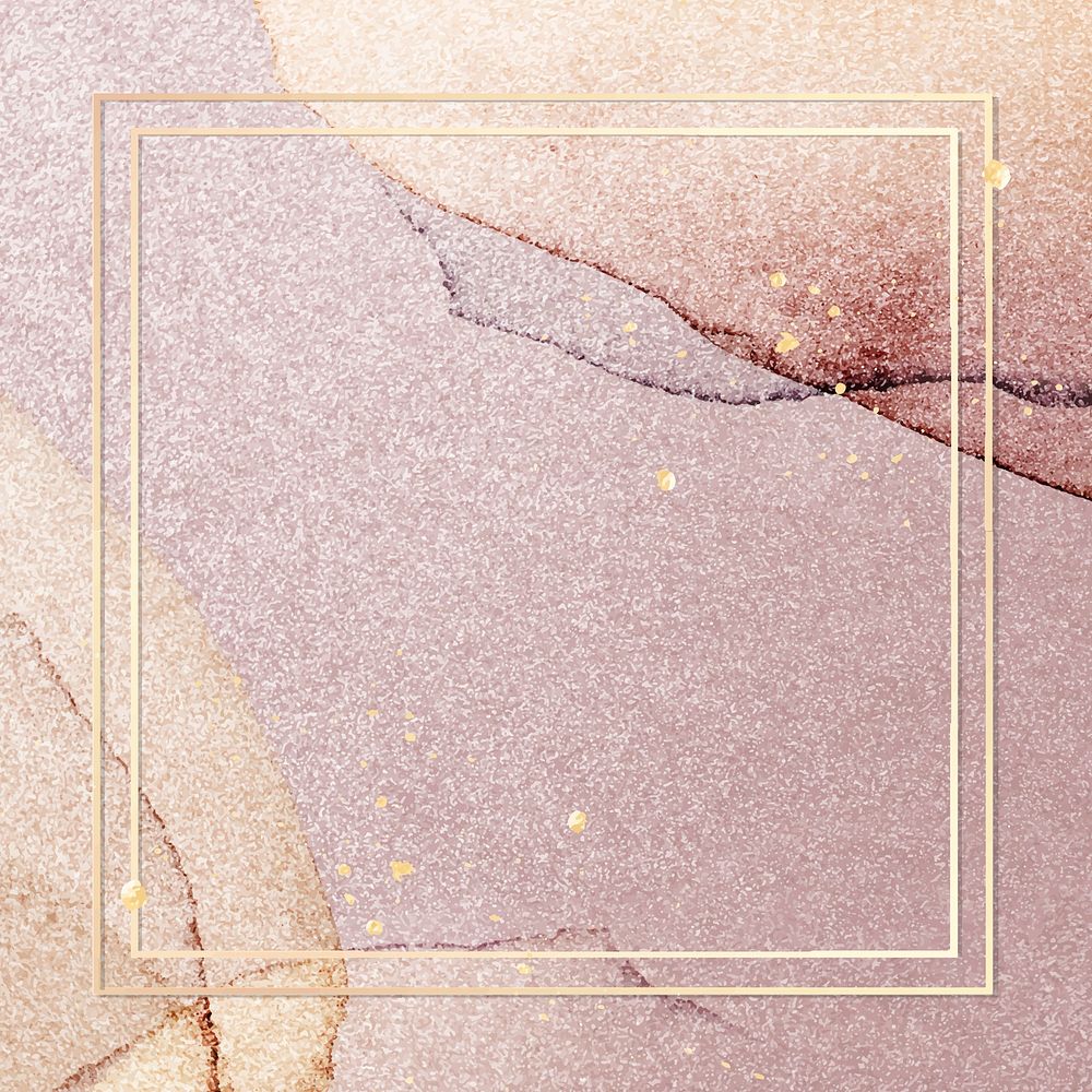Gold frame on pink glitter background vector