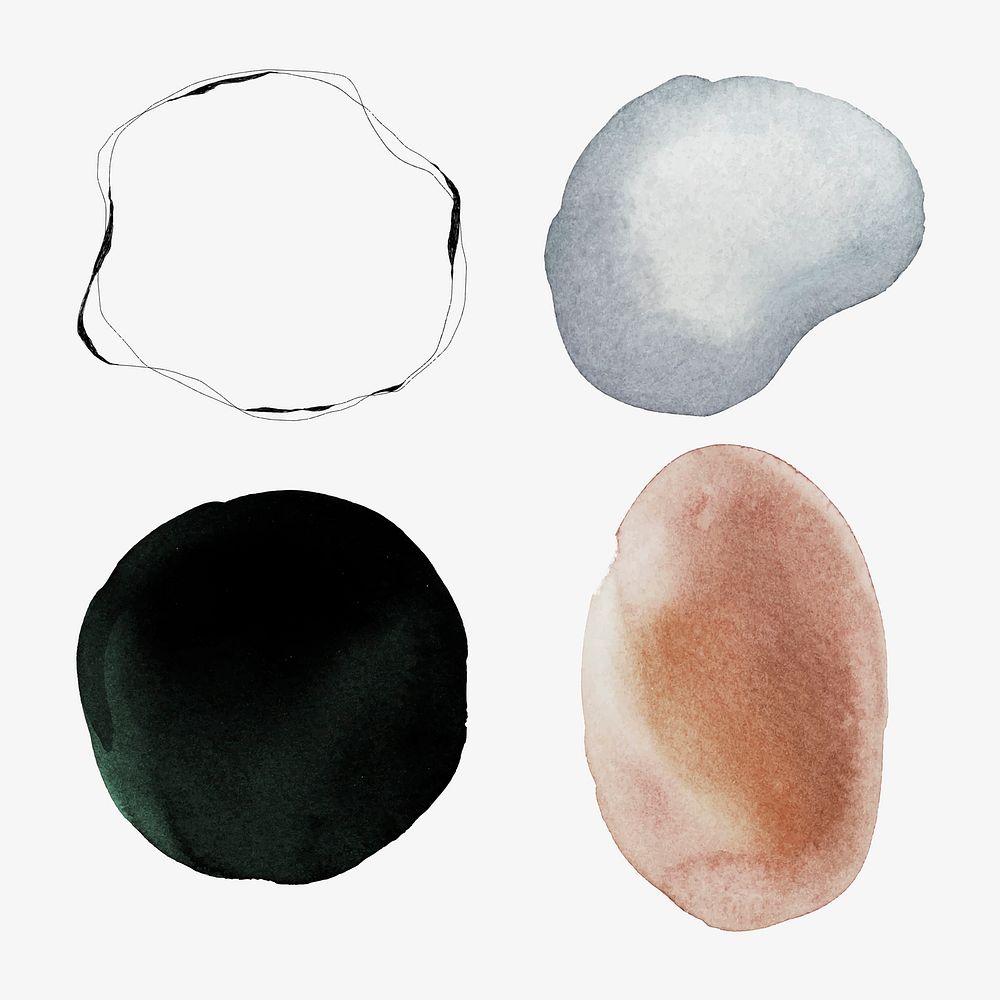 Watercolor stain badge set vector