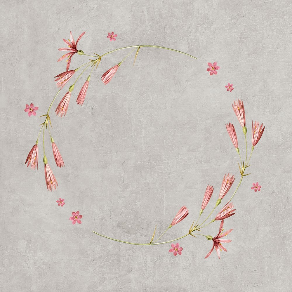 Round mixed flowers frame patterned mockup