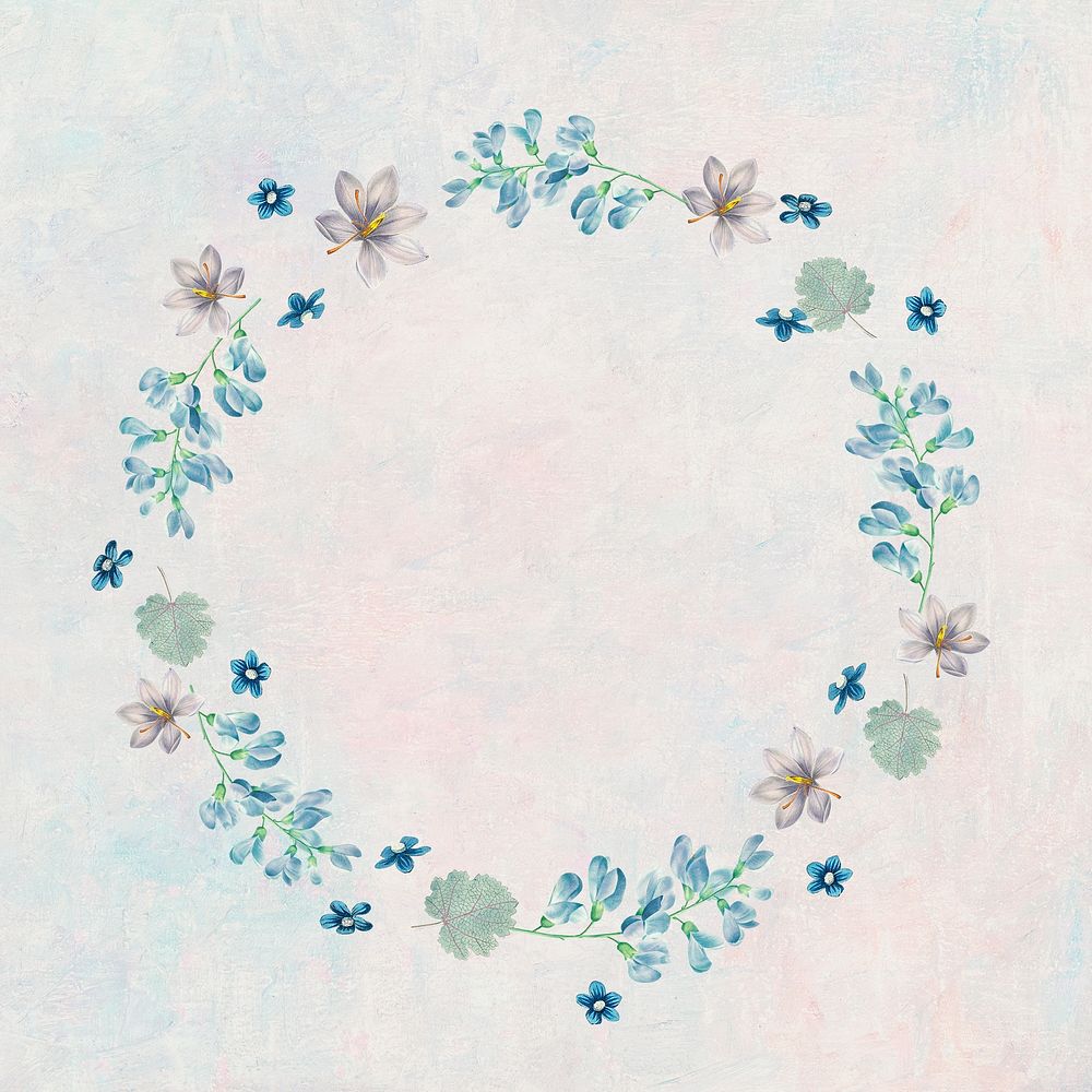 Round mixed flowers frame patterned mockup