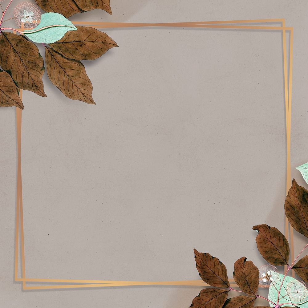 Square gold frame and leaves | Premium PSD - rawpixel