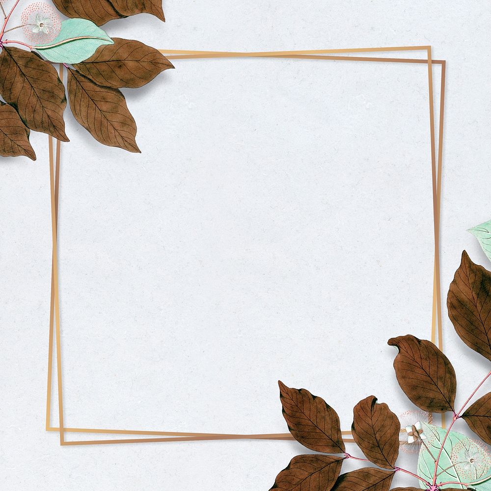 Dried winter leaves decorated blank frame mockup