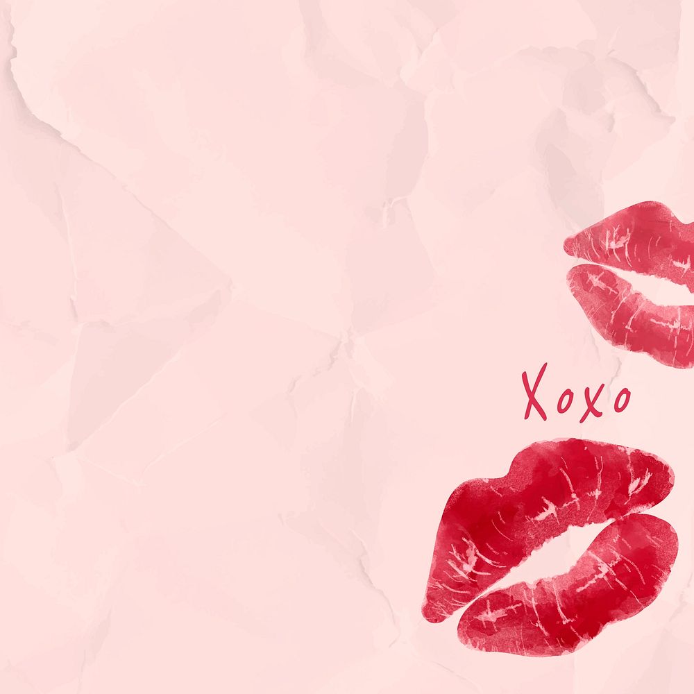 Red lipstick kiss  on wrinkled paper background vector