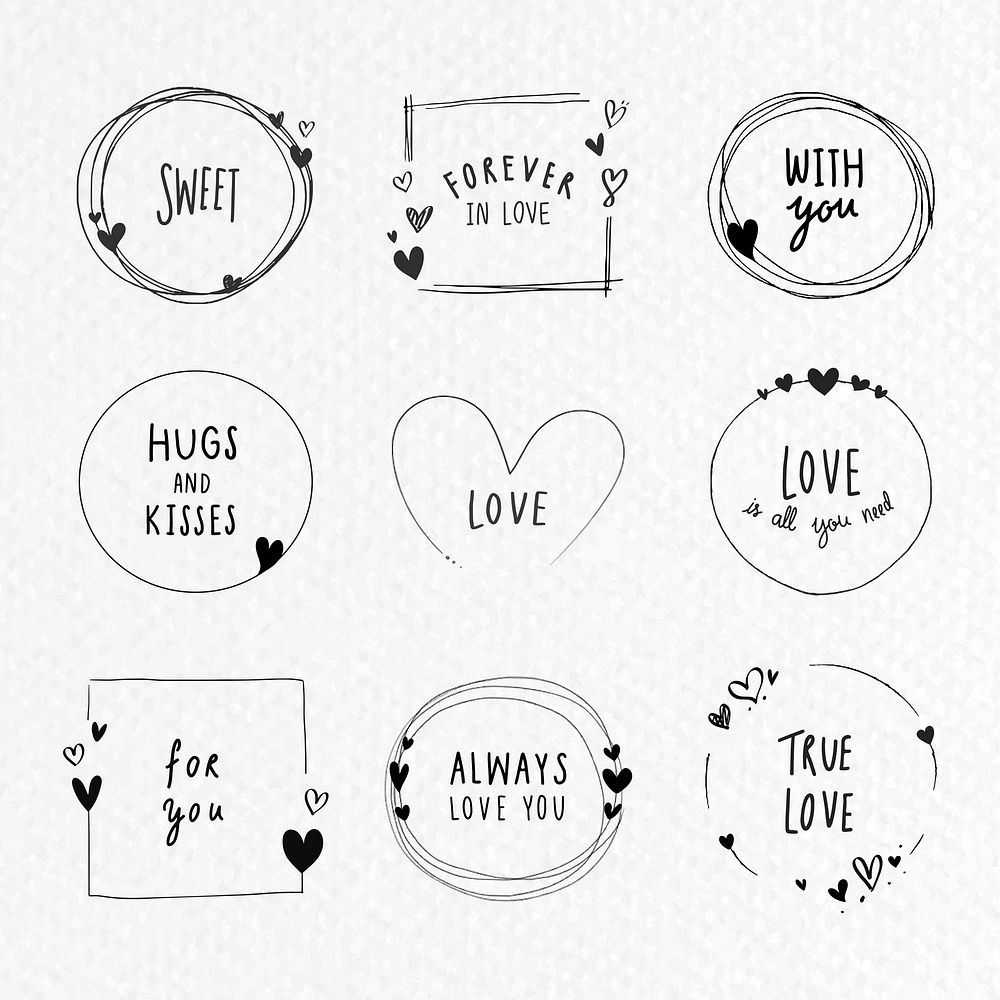 Doodle love frame collection vector