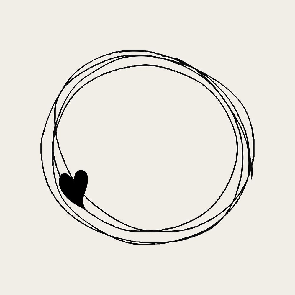 Doodle heart frame vector