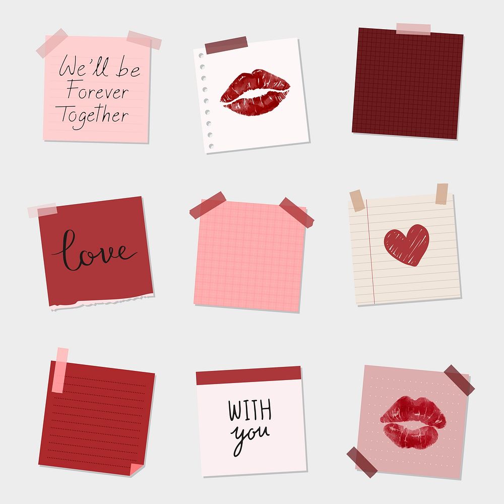 Set of love notepaper vector