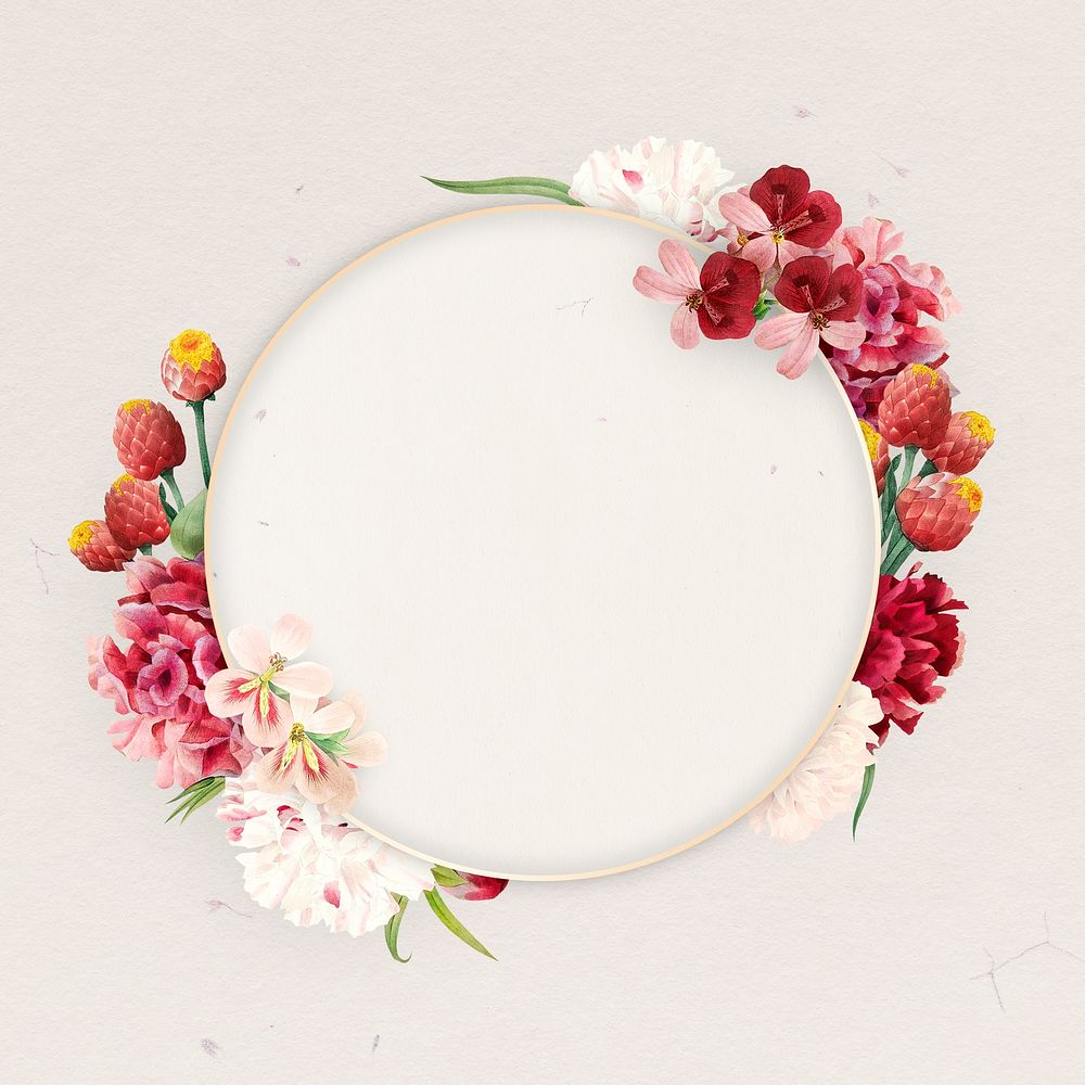 Round colorful floral frame social ads template