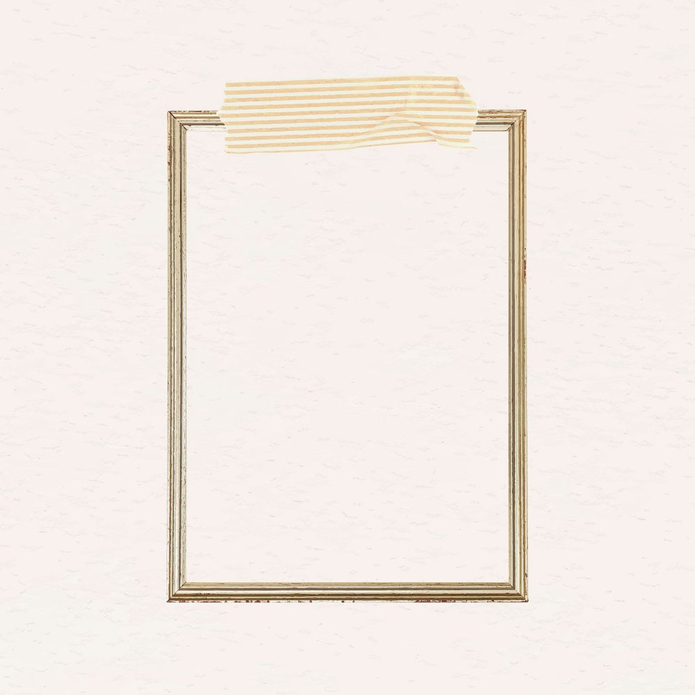 Rectangle gold frame stitch with a yellow stripes Washi tape vector