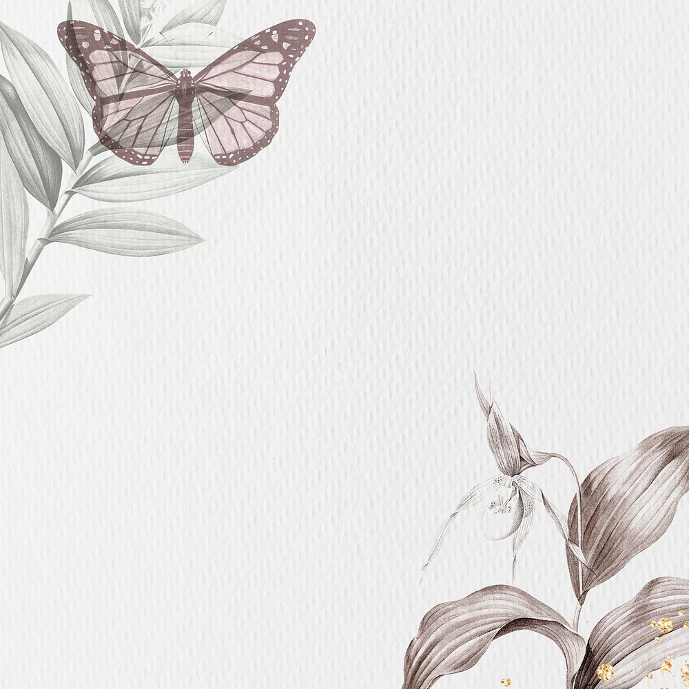 Leafy butterfly frame design illustration
