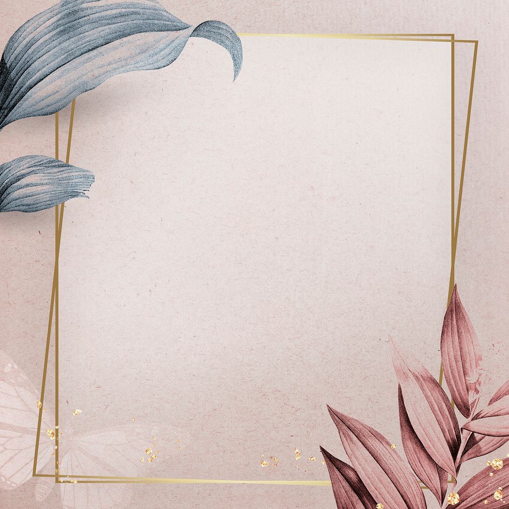 Golden frame on leafy background illustration