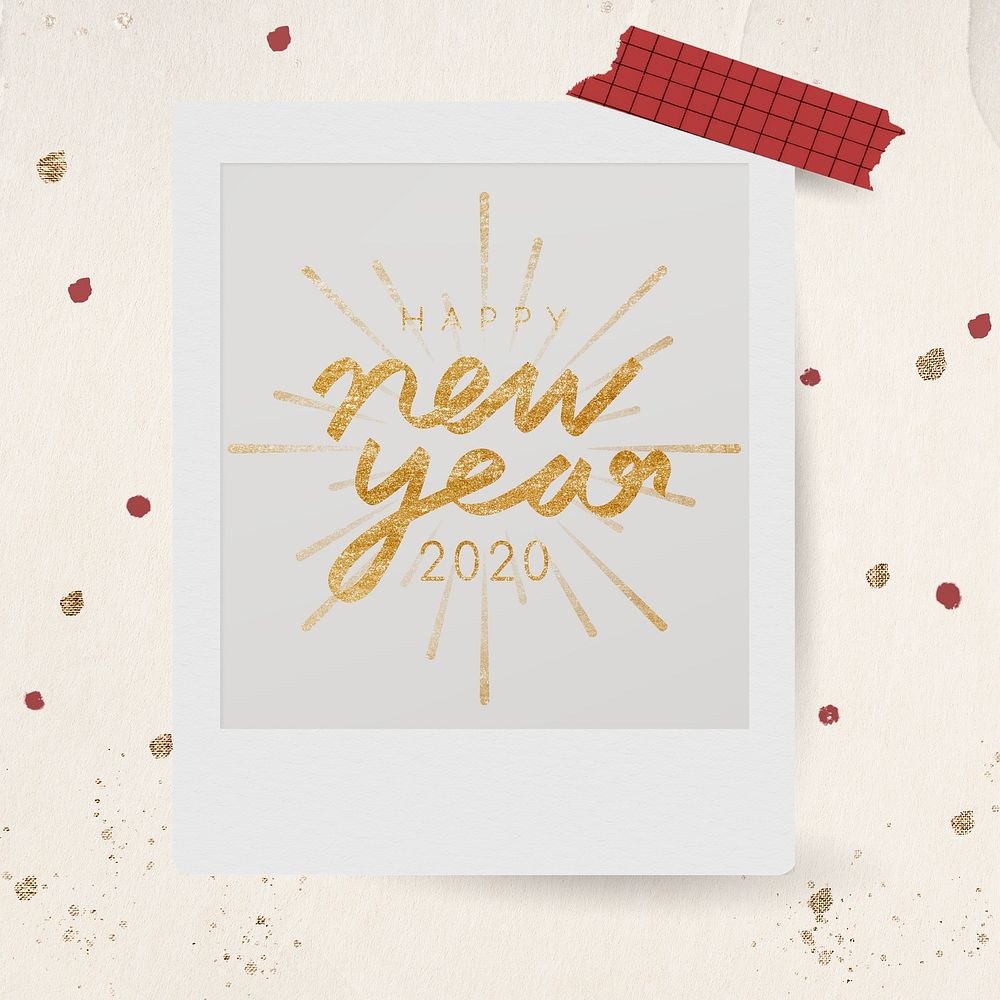 Festive Happy new year 2020 instant photo frame illustration