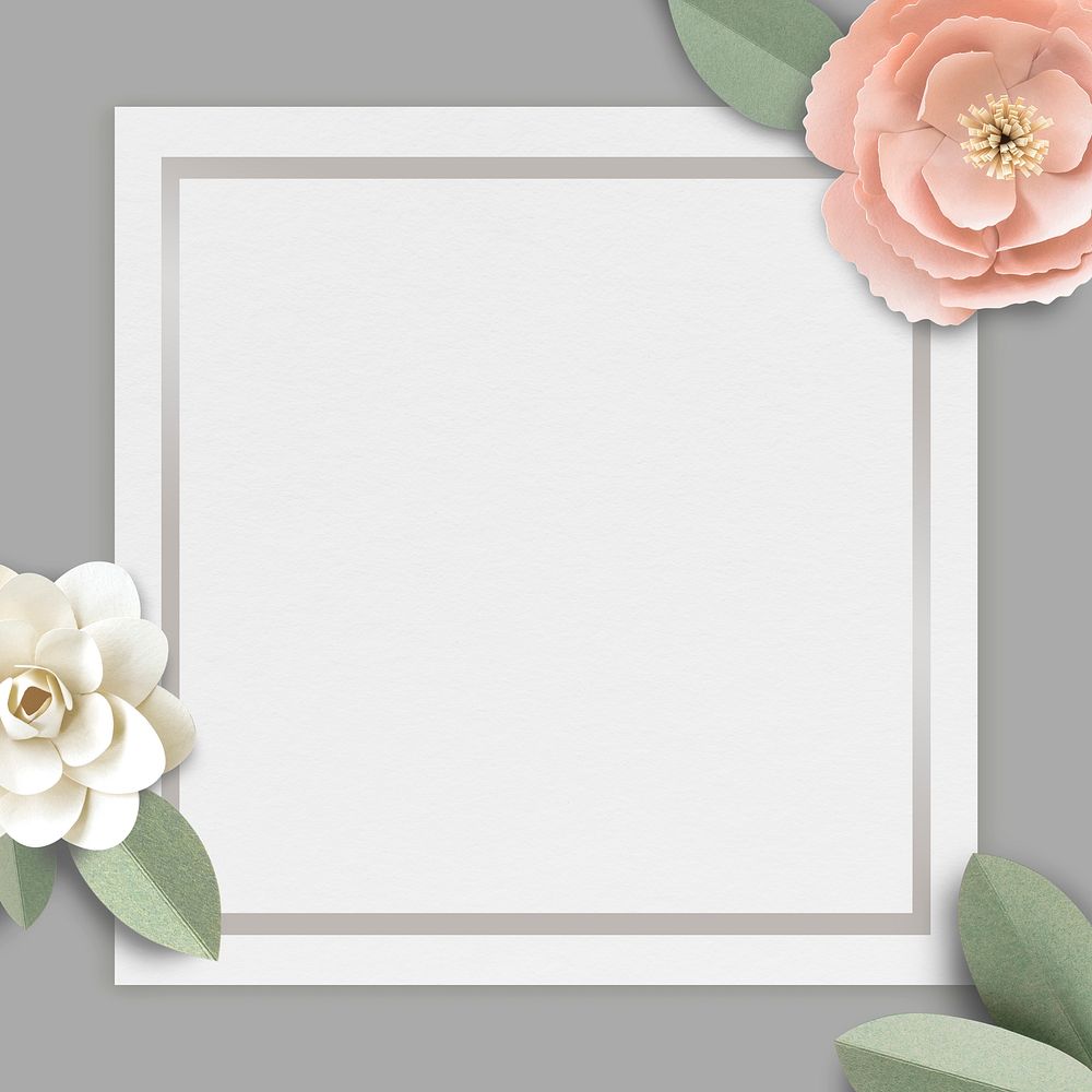Flower decorated gray banner mockup