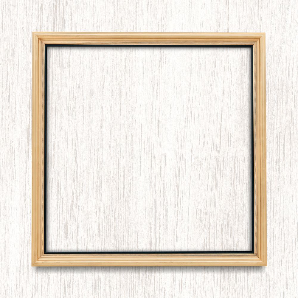 Square frame on bleached wooden texture background