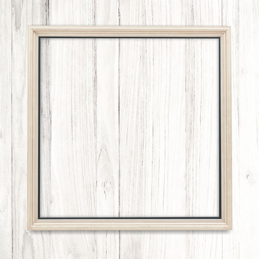 Square frame on bleached wood textured background